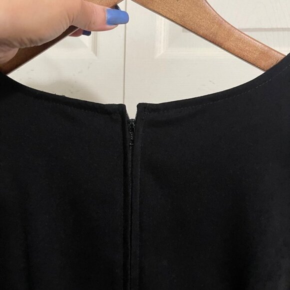 Vintage Womens Black Sleeveless Round Neck Side Slit Career Midi Dress Large - Picture 4 of 5